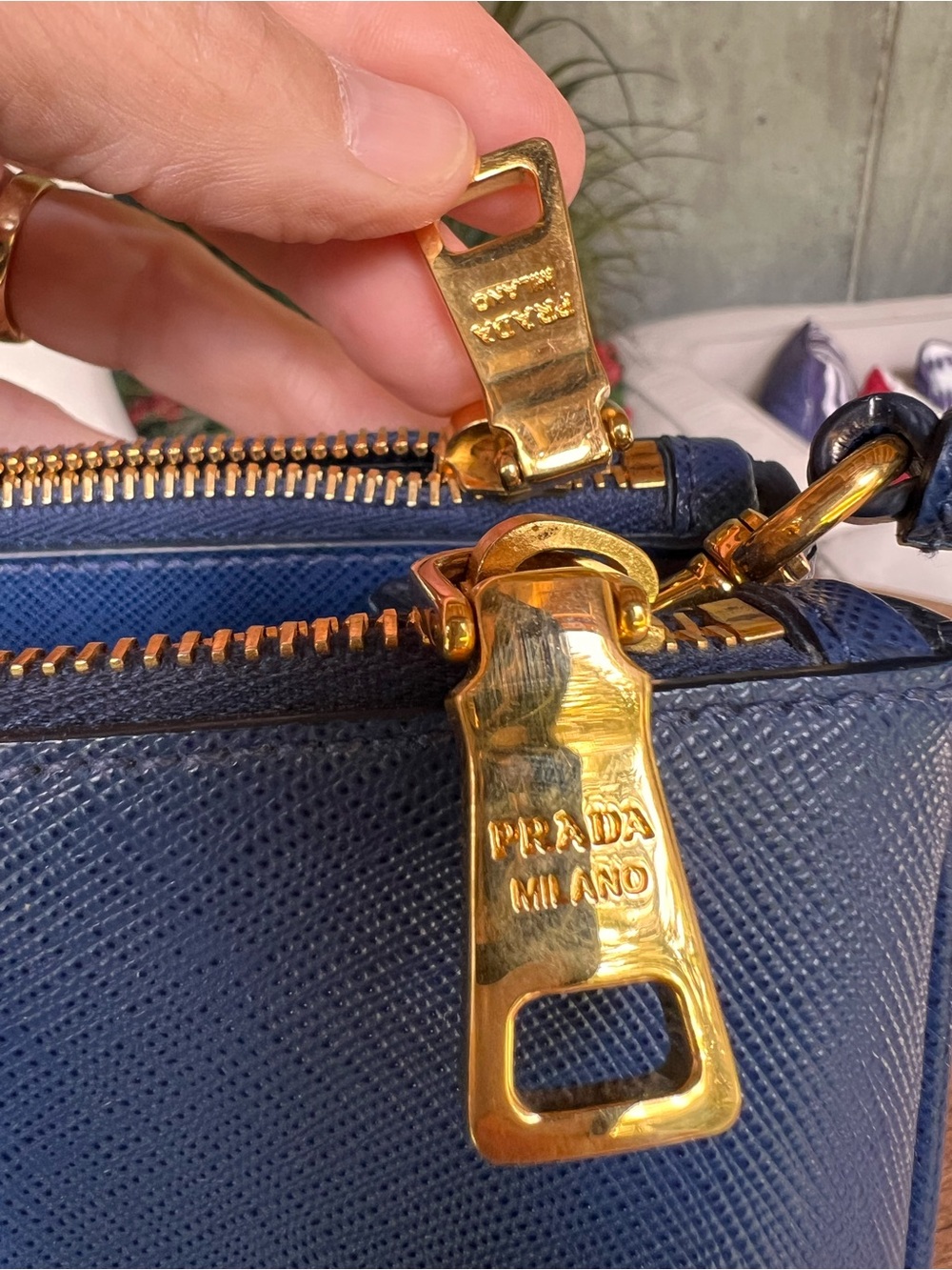 Prada Bluette Blue Saffiano Lux Leather Tote with Gold Hardware - Picture 12 of 16